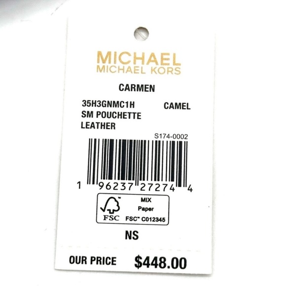 Michael Kors Carmen Small Pouchette Crossbody Bag Camel Multi - Picture 11 of 11